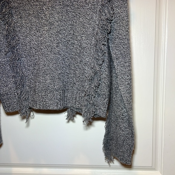 Aqua gray cashmere fringe sweater Sz XL - Picture 2 of 6